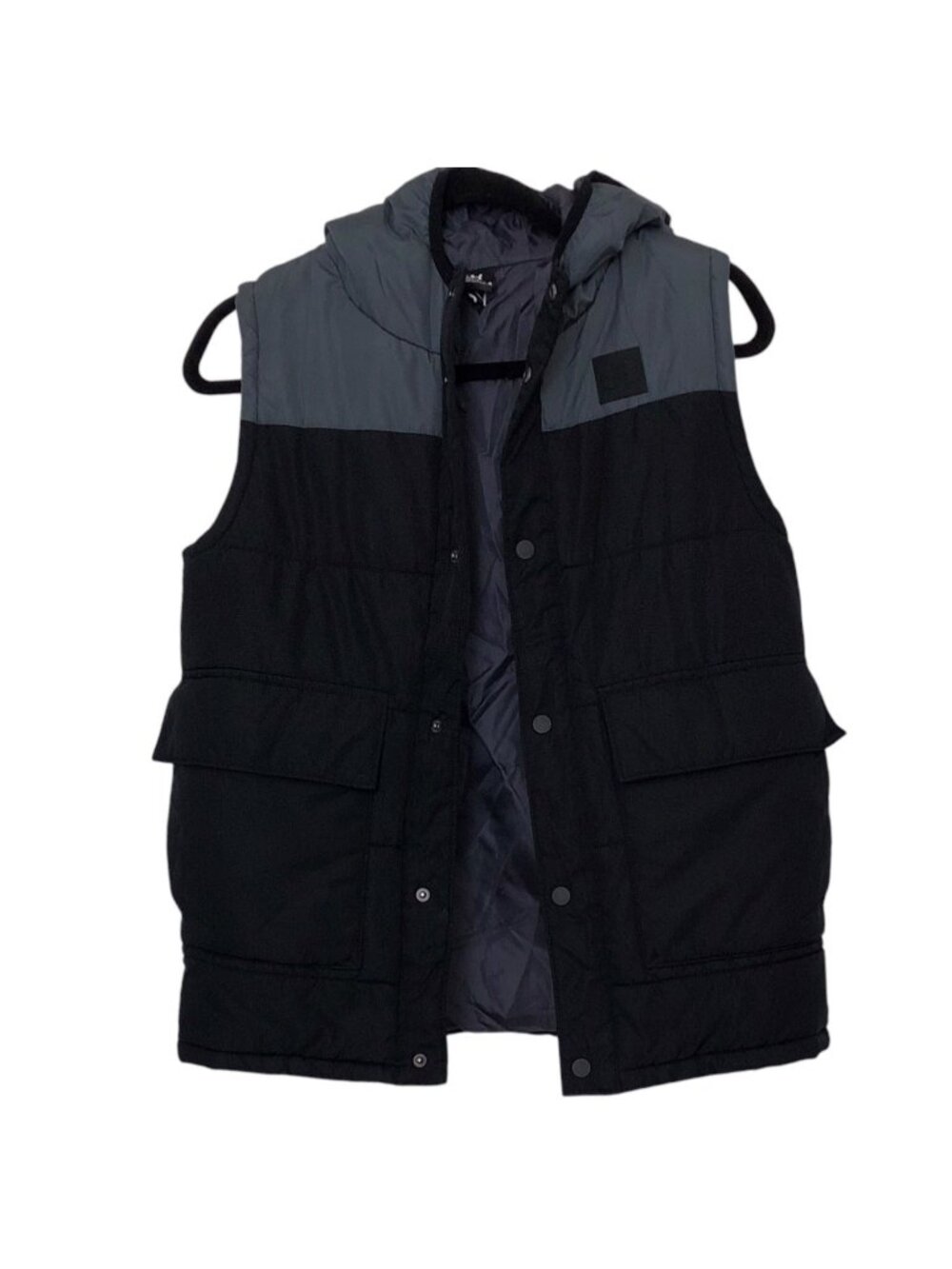 Boy's Under Amour Black Gray Hooded Puffer Vest Youth Large